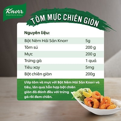 Knorr Bột Nêm Hải Sản 1.5kg - Knorr Bột Nêm Hải Sản làm từ tôm cá và hải sản tự nhiên giúp tăng hương vị hải sản đậm đà và hấp dẫn hơn cho các món ăn hải sản.